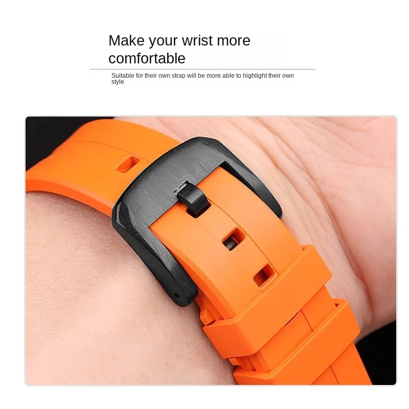 Pulseira de relógio FKM de alta qualidade para Hamilton Ventura H 245950   H H H 245850   H H H 245510   H H H 245550   Pulseira de borracha pulseira macia à prova d'água 20 mm