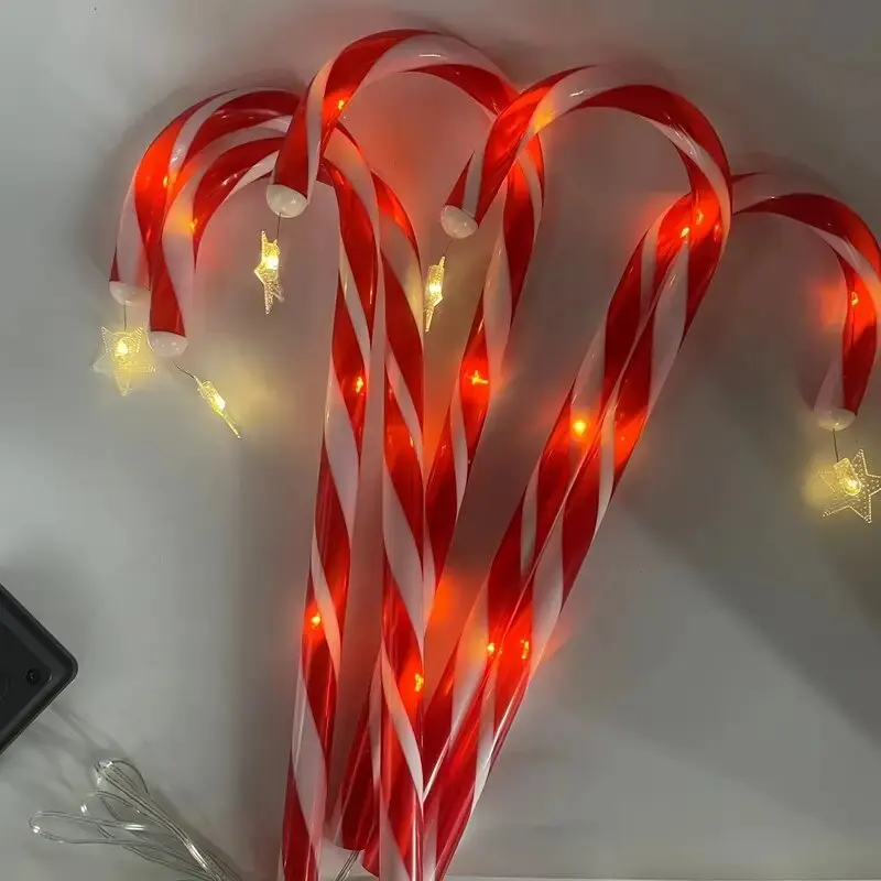 5/8 태양 크리스마스 정원 조명 야외 방수 캔디 지팡이 조명 잔디 경로 축제에 대 한 크리스마스 장식 램프 1 세트