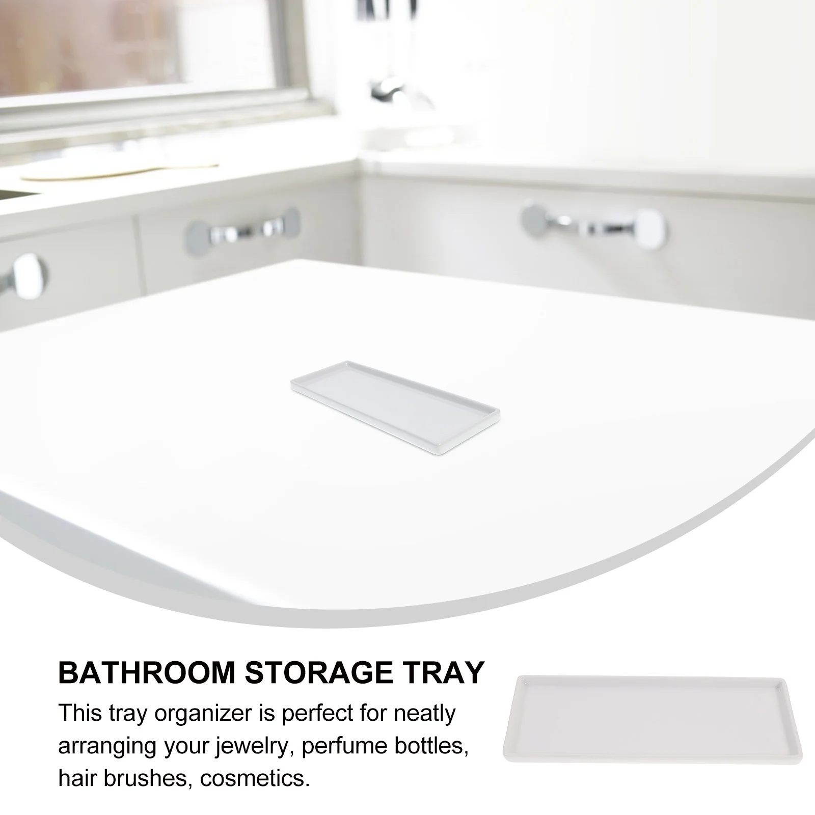 

Rectangular Tray White Storage Bathroom Counter Organizers and Porcelain Rectangle Toiletry Large Tub