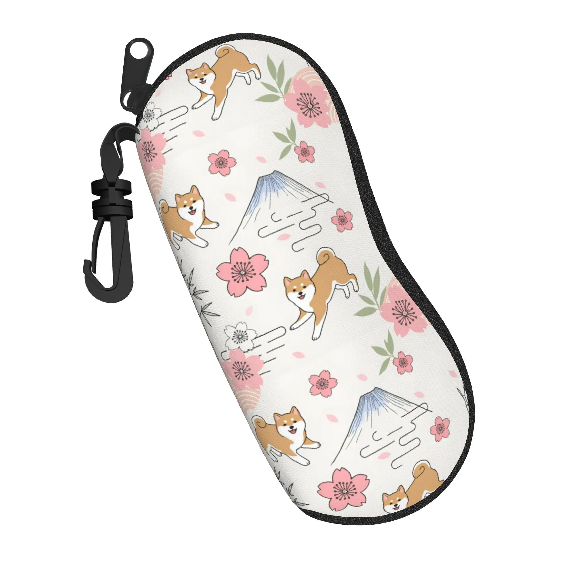 Cute Shiba Inu cartoon dog Glasses Case Gift For Women Men  Zipper  Reading Storage Box Charming Eye Contacts Case