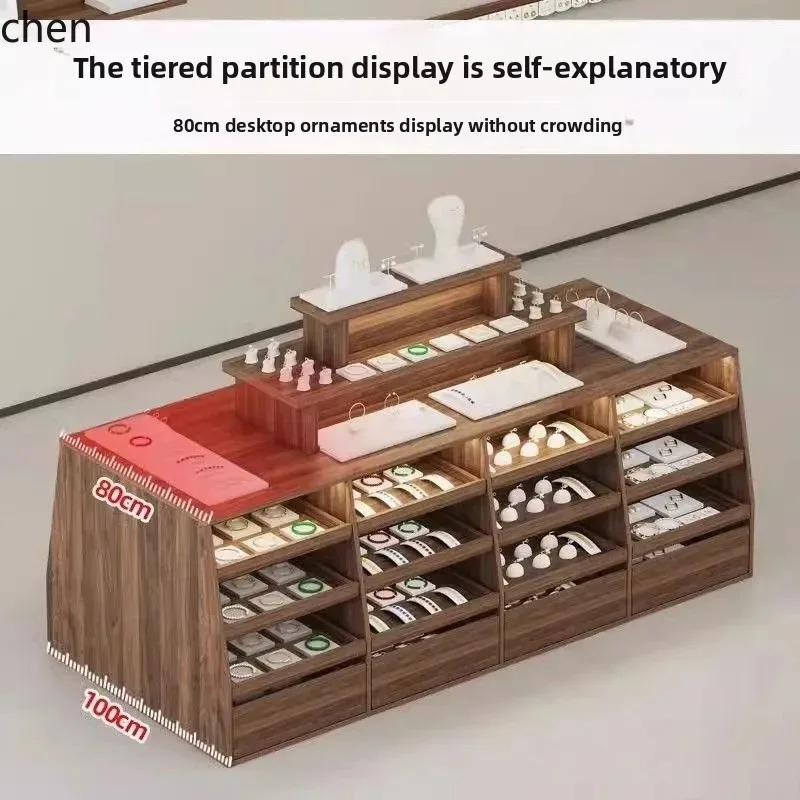 GU-19 Double-Sided Wood Decorative Centerpiece Display Cabinet For Clothing Store Showroom