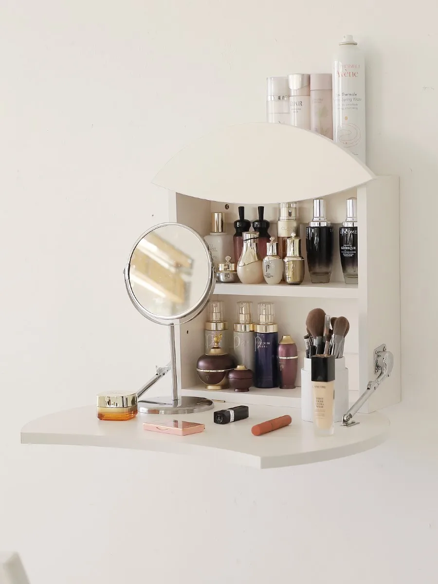 Wall-Mounted Invisible Foldable Desk Computer Desk Wooden Storage Makeup Table Study Table Small Apartment Desk