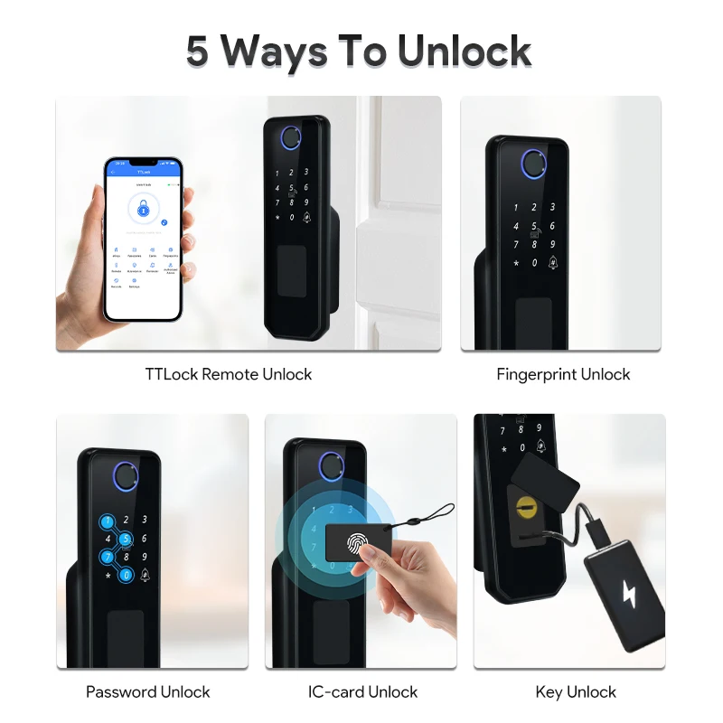 

TTLOCK Waterproof Smart Door Lock Fingerprint Outdoor Garden Remote Control APP Card Digital Code Electronic Double Rim Lock﻿