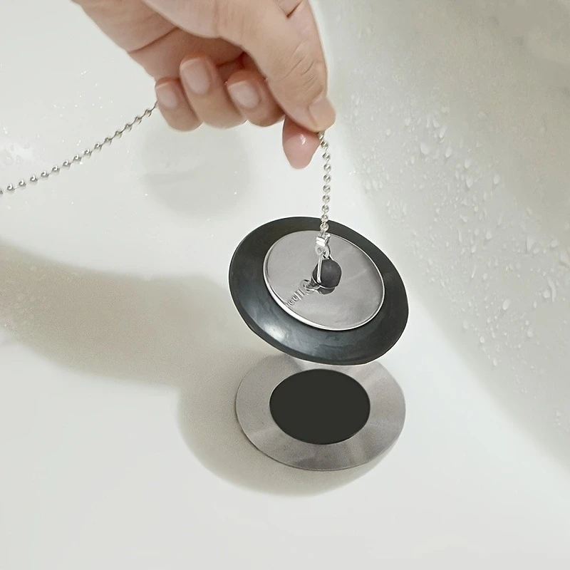 Durable Rubber Bathtub Drain Stopper With Chain, Universal Sink Plug Strainer, Lightweight And Sturdy For Bathroom & Kitchen