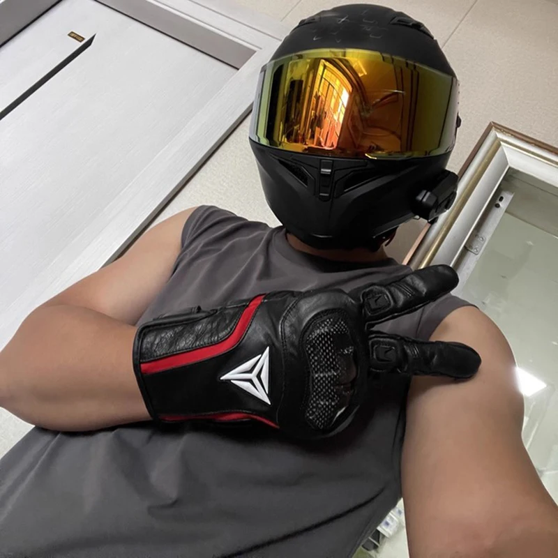 

Защитные мотоциклетные перчатки из углеродного волокна, зимние теплые кожаные термостойкие ветрозащитные перчатки с сенсорным экраном, снаряжение для верховой езды Luvas