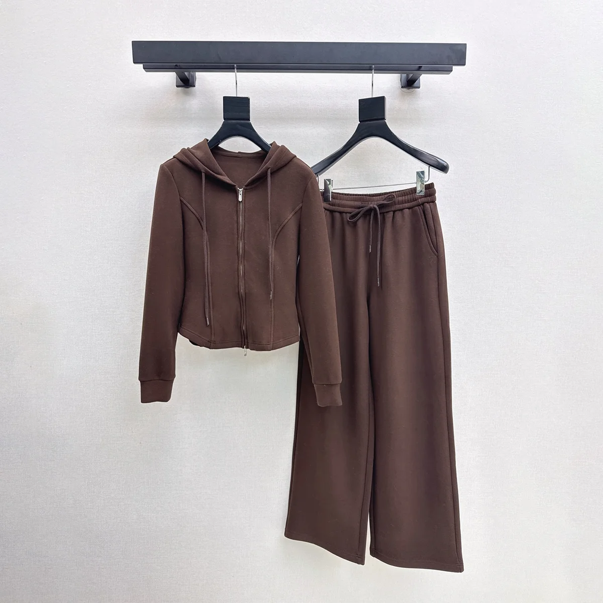 2026 High quality women's hooded zipper hoodie two-piece set--