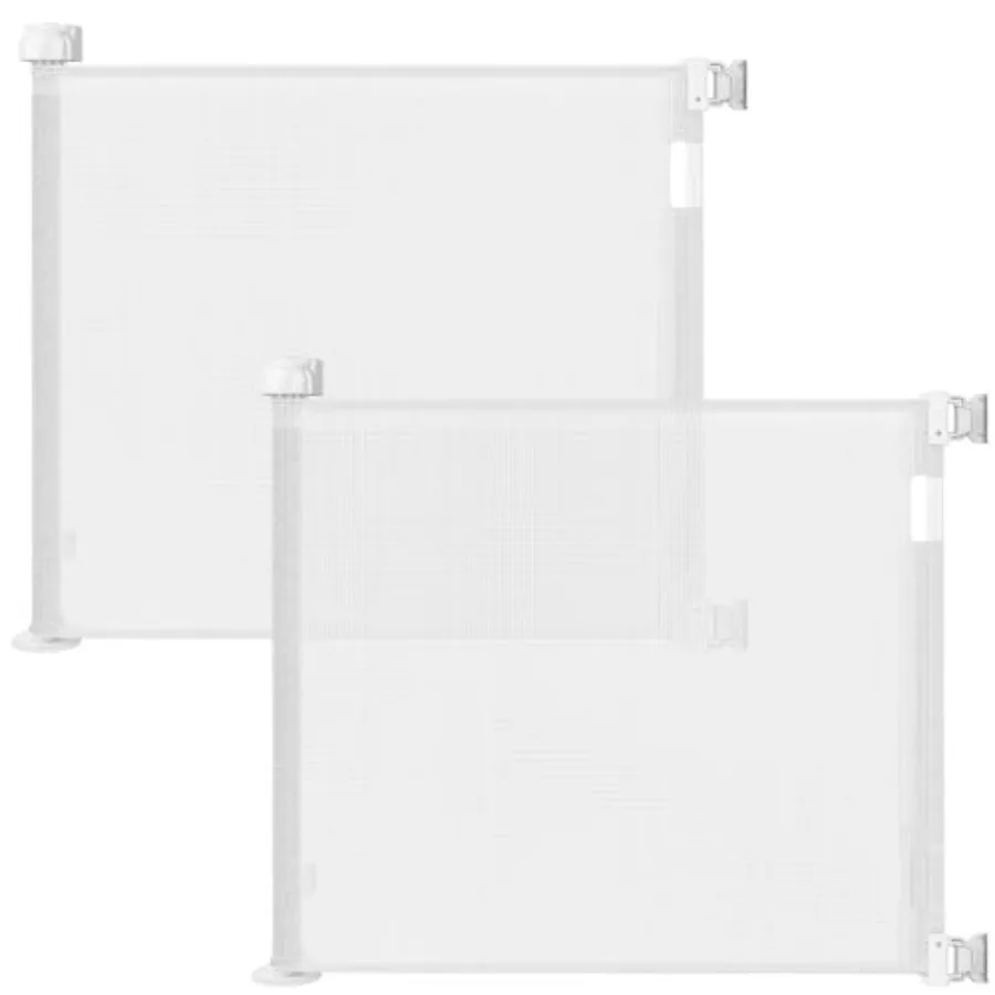 

Veraste 2 Pack Retractable Baby Gate for Doorways and Stairs, Mesh Safety Gate for Pet, door and Outdoor Use, One-Hand Operatio
