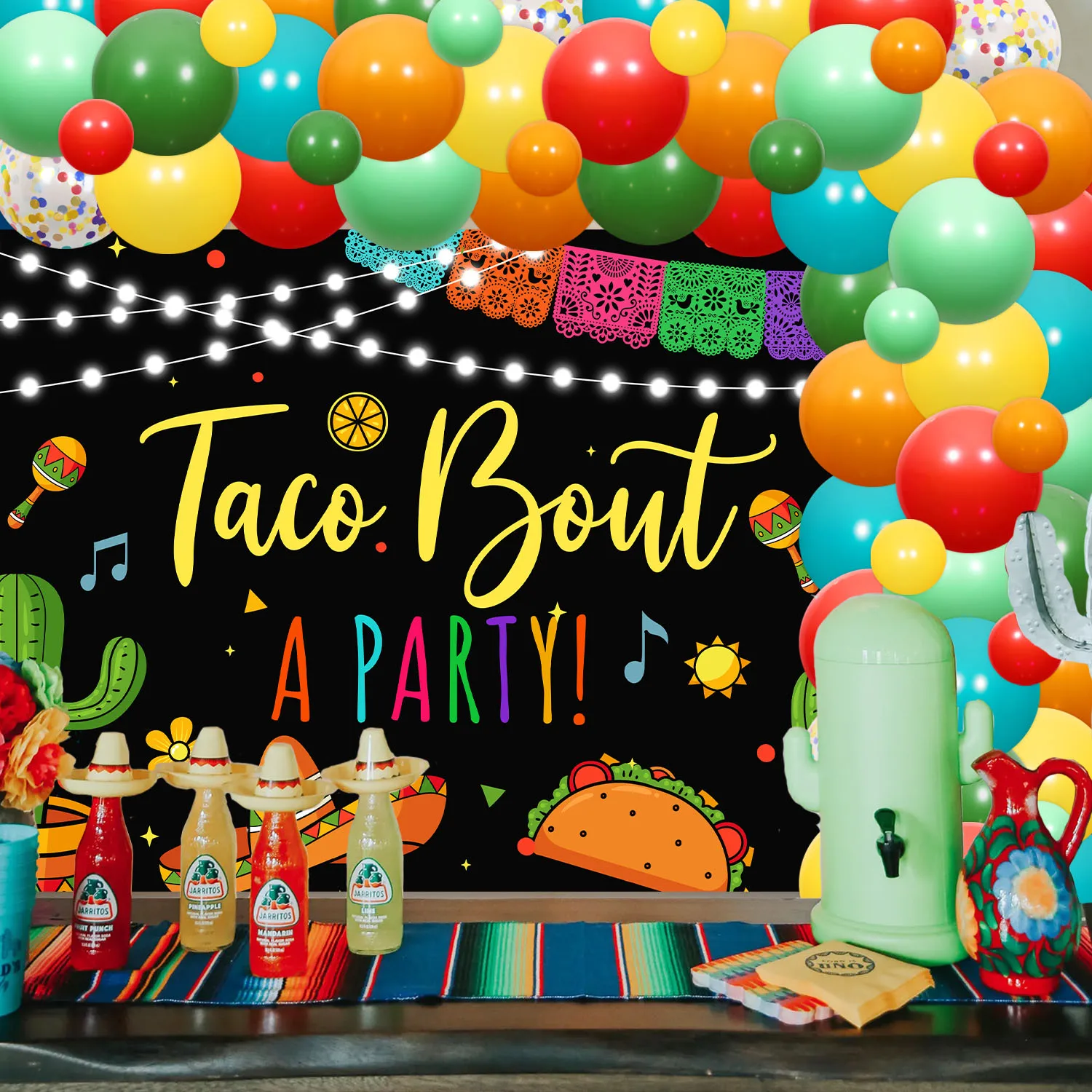 Taco Bout A Party Mexican Themed Birthday Party Decor Fiesta Background Cake Topper for Cinco De Mayo Baby Shower Party Supplies