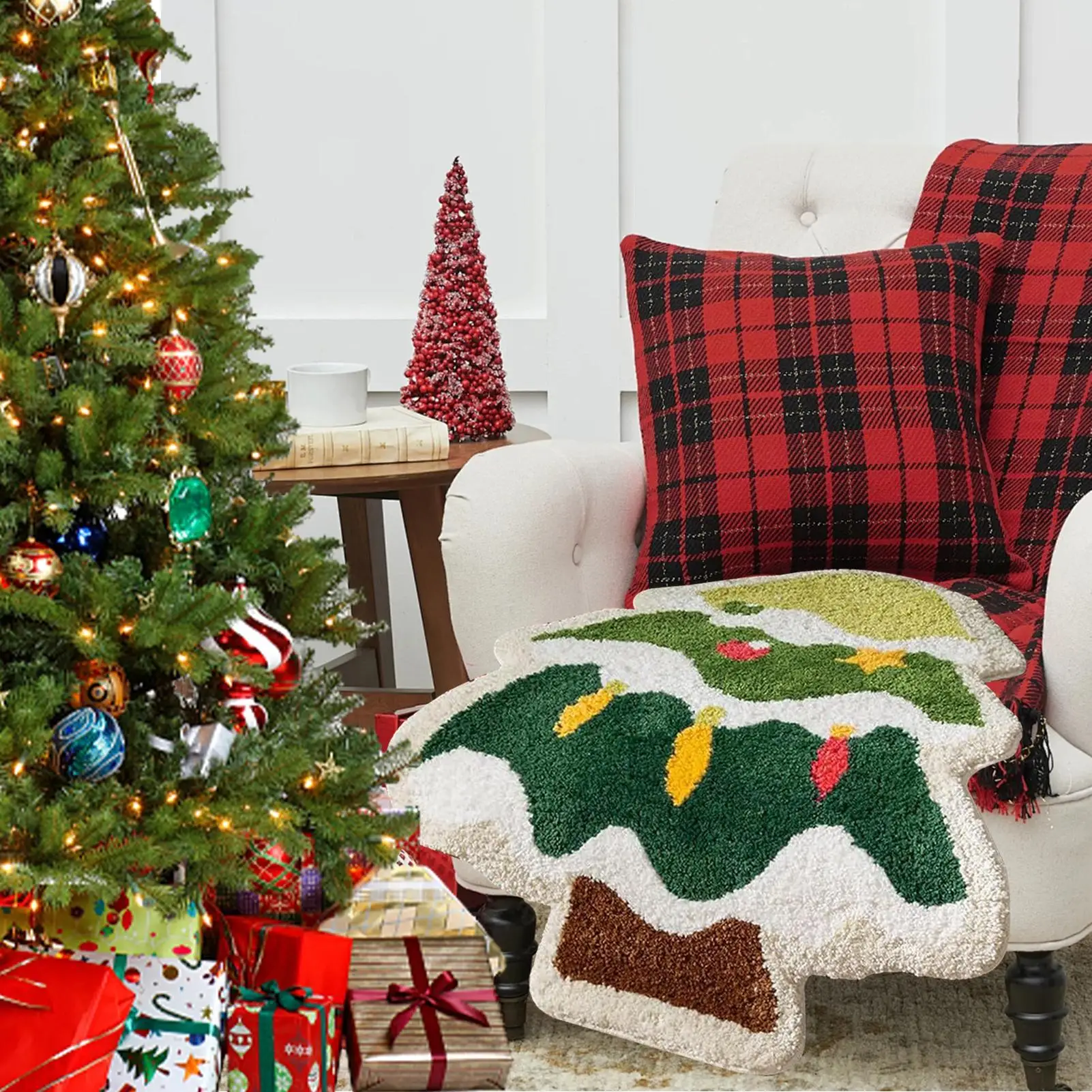 

Christmas Tree Bathroom Rugs 24x32 Inch Christmas Tree Laundry Mats Non-Slip Floor Carpet For Patio Entryway Bedroom Laundry