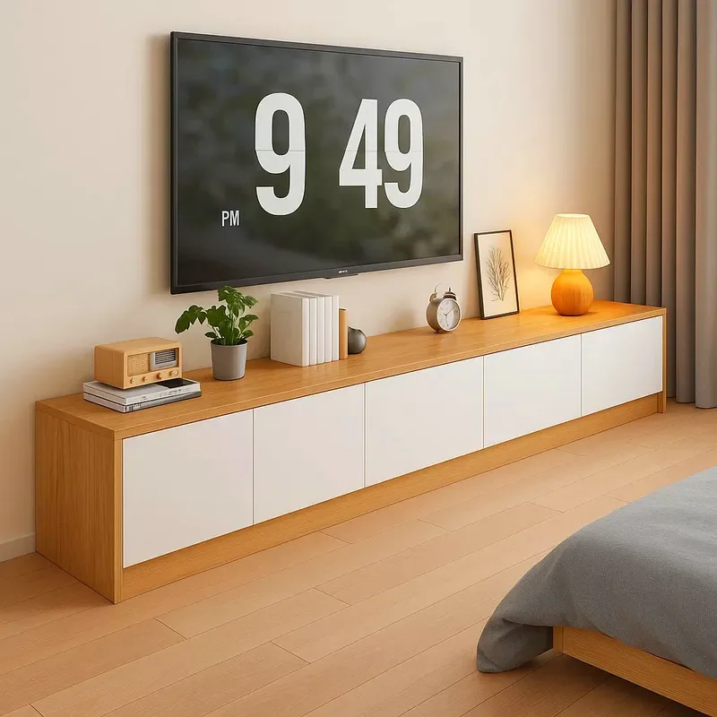 for Small Apartment Floor to Ceiling TV Cabinet Coffee Table Combination Storage Locker Integrated Rental House Simple TV