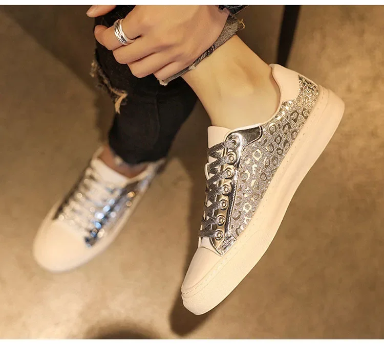 New Shoes for Men Casual Shoes Street Tinsel Skulls Flats Skateboard Shoes Fashion Trend Sneakers