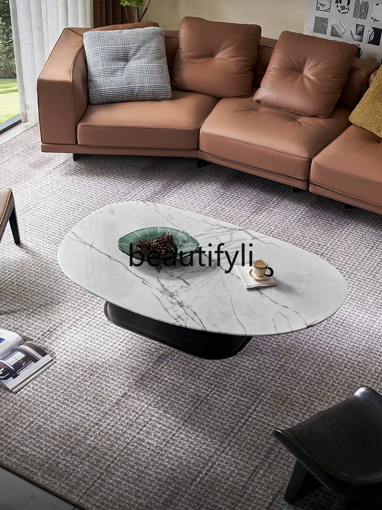 

Italian Minimalist Marble Light Luxury Square Coffee Table New High-end Luxury Stone Coffee Table Set