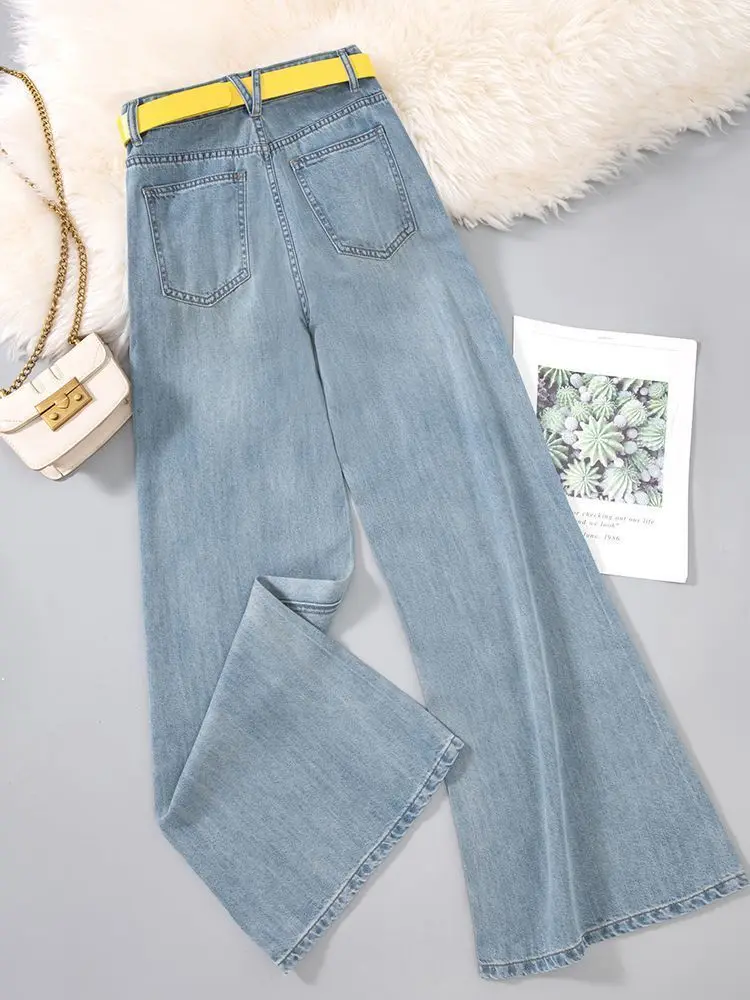 

Wide Jeans Women Trousers With Shiny Stones Western Cowgirl American Style Retro Vintage Female Denim Fashion Comfortable
