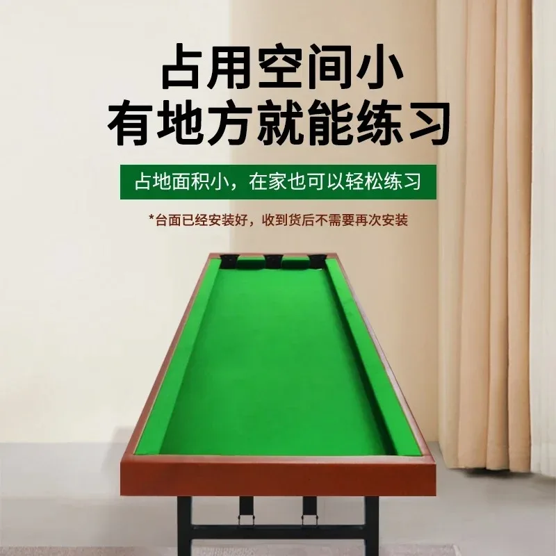 【Hot】High-end five-point billiard training table, leather library with adhesive strip, foldable iron leg bracket to play