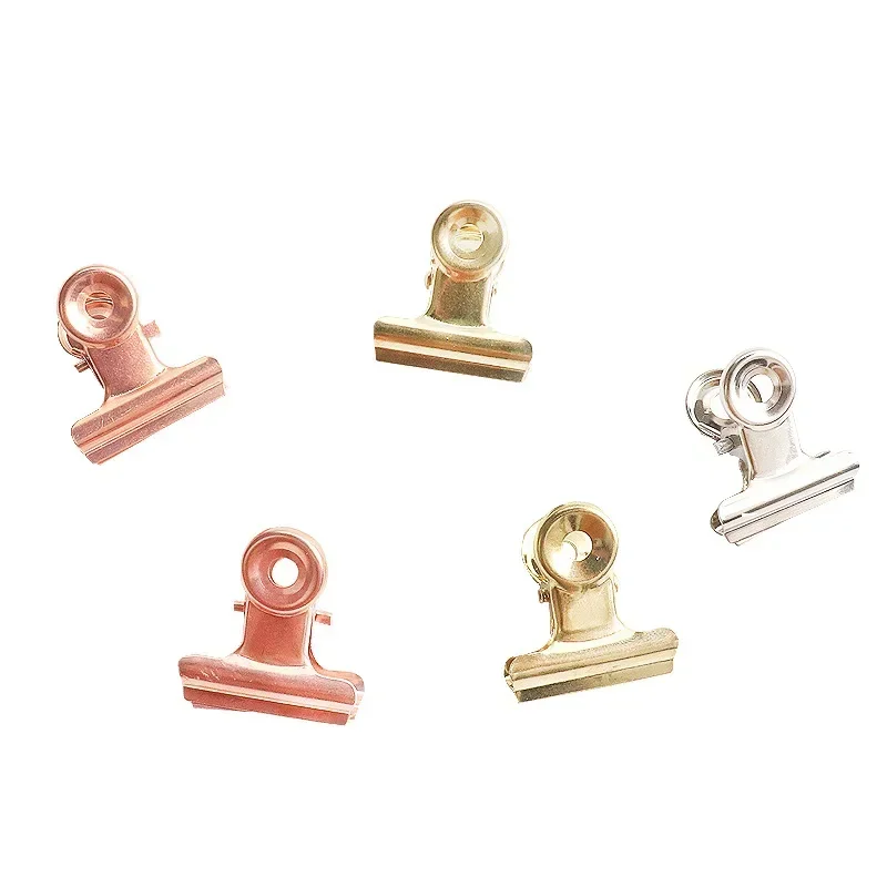 10PCS/Set 22mm Round Metal Grip Clips Ticket Paper Stationery Bulldog Spring Clip for Tags Bags Office Document Binder Clip