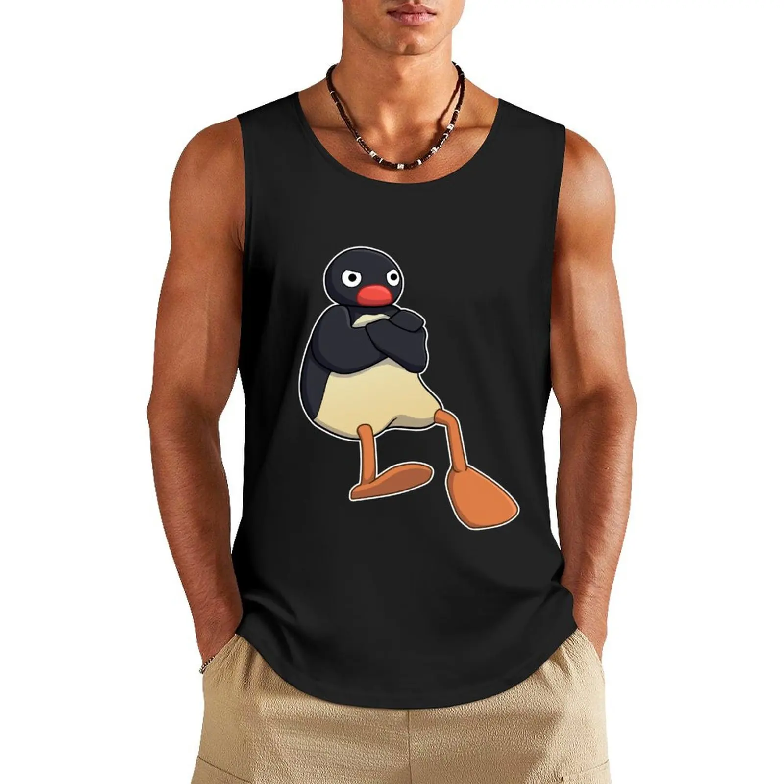 

Angry Pingu Tank Top sports suits Gym T-shirts for men gym shirts basketball