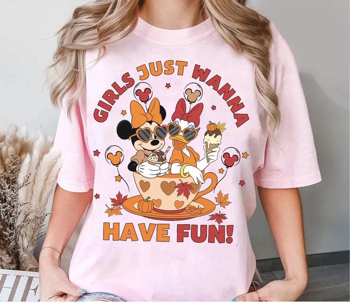 قميص ديزني ميني ديزي ميكي بالون الخريف للهالوين قميص ديزني بيستيس ديزني للفتيات رحلة ميكي والأصدقاء