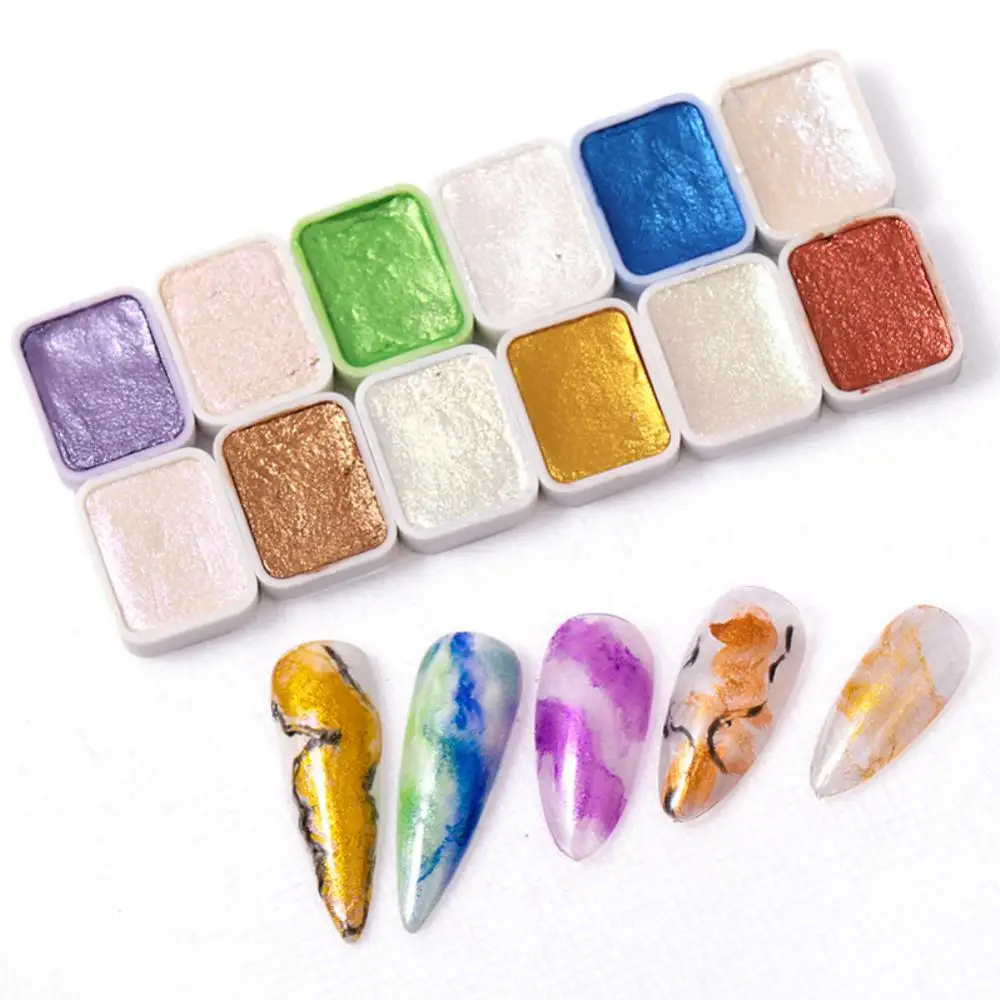 Nail Decoration Powder Pearl Effect Easy To Expand Colorful Full Color Nail Shine Powder Metal Watercolor Pigment Laser Powder