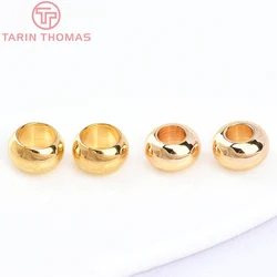 (2914) 20PCS 6x3MM 6x3.5MM 24K Gold Color Brass Round Large Hole Beads Bracelet Beads High Quality Diy Jewelry Accessories