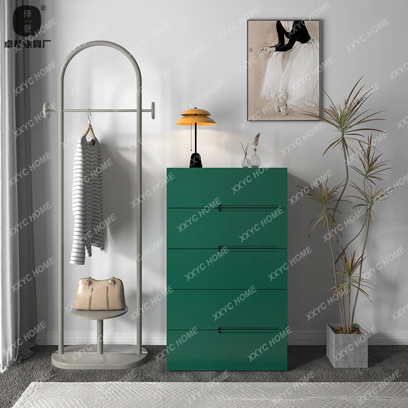 Minimalist style paint chest of drawers Bedroom storage Small apartment Multi-layer solid wood drawers Storage cabinet