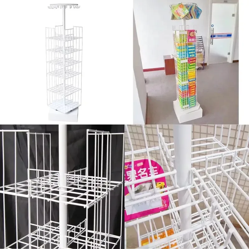 Custom Modern Wire Bookshelf Hanging Display Stand for Library Bookstore Children Comics Magazine Booklet