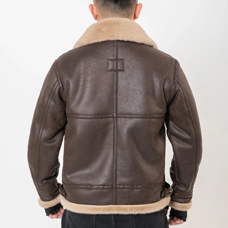 Men's PU Leather Jacket Winter Vintage Motorcycle Biker Jacket Clothers