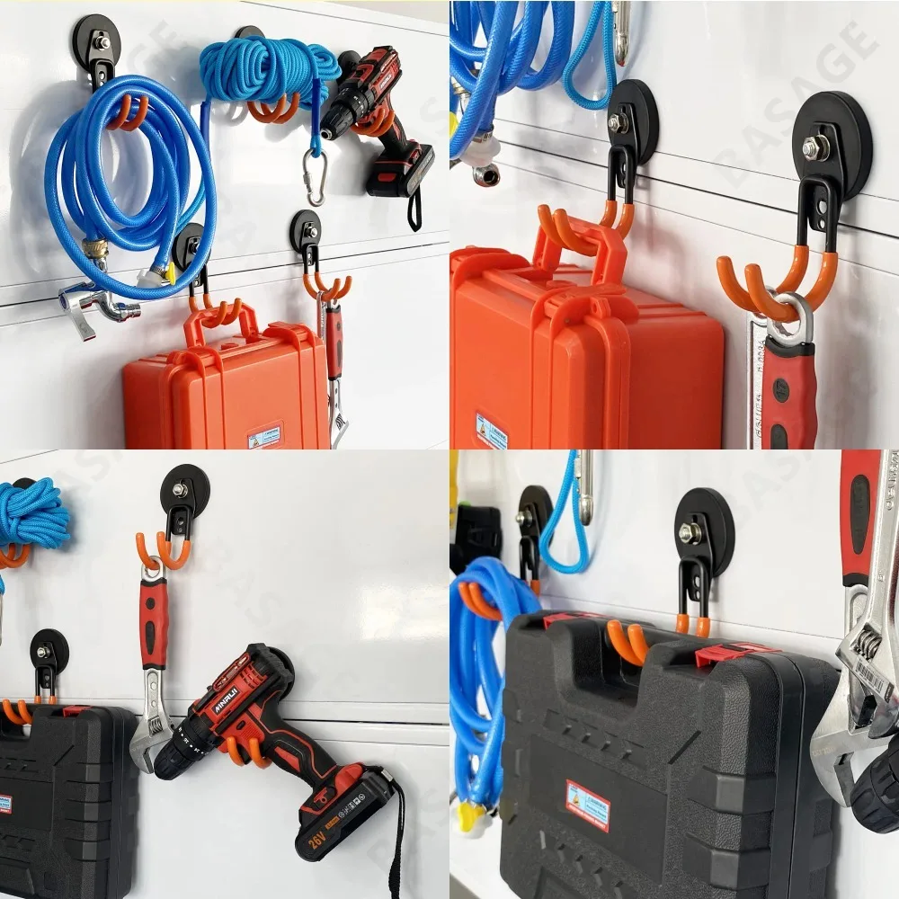 Strong Magnet Garage Hook, Nail Free Installation, High Load-Bearing, Anti Slip, Waterproof, Suitable for Gardening Tools, 43mm