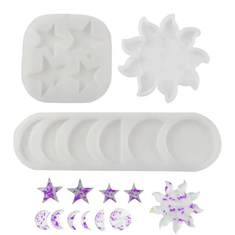 DIY Crystal Silicone Mold Resin Jewelry Molds DIY Stars/Moon/Sun/Sunflower Mould For Necklaces Making Crafts Supplies DIY Jewelr