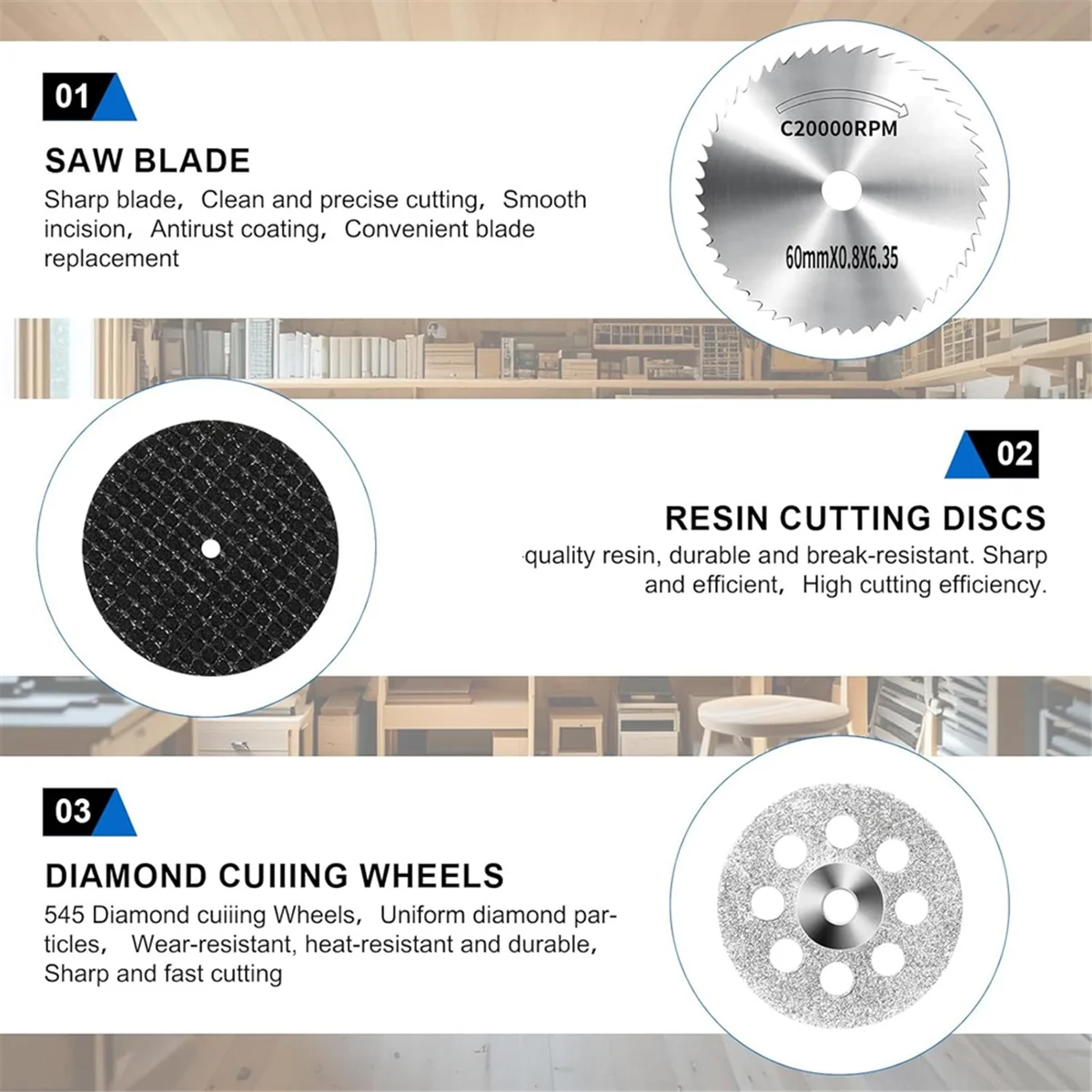 AA98 45Pcs Cutting Wheel Kit for Rotary Tools,Diamond Cutting Discs,HSS Circular Saw, Fiberglass Cut-Off Wheel