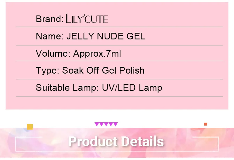 LILYCUTE 7 ml Jelly Nude Pink Peach Gel Nagellack Frühling Sommer Transparente Maniküre Soak Off UV Bunte Nail Art Gel Lack – Detail 3