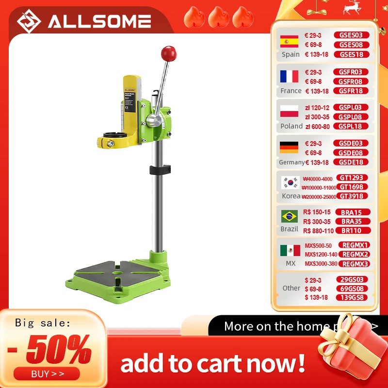 ALLSOME MINIQ BG6117 Bench Drill Stand/Press Mini Electric Drill Carrier Bracket 90 Degree Rotating Fixed Frame Workbench Clamp