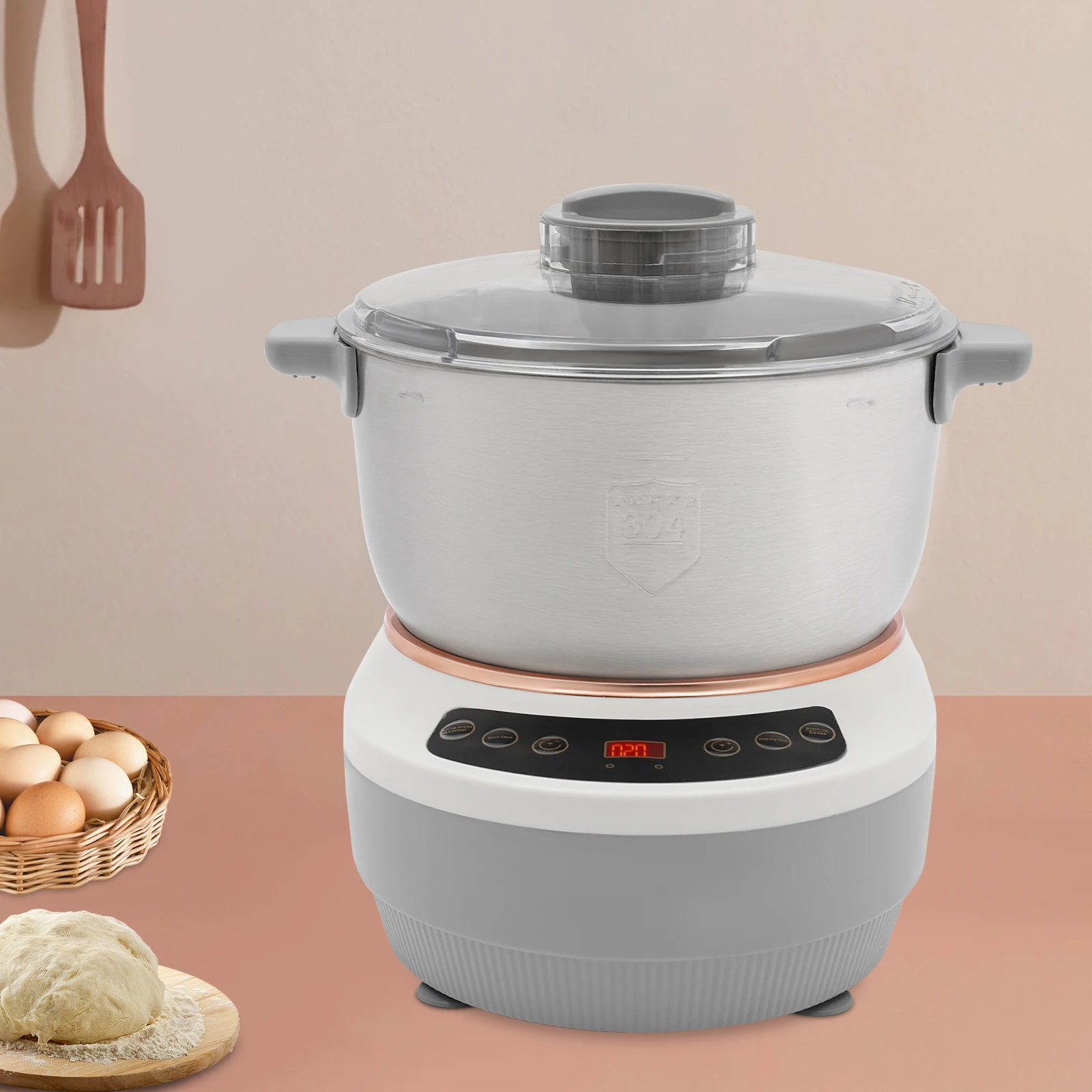 

200W 110V Automatic Electric Dough Maker Flour Kneading Machine Digital Screen for Pizza Bread