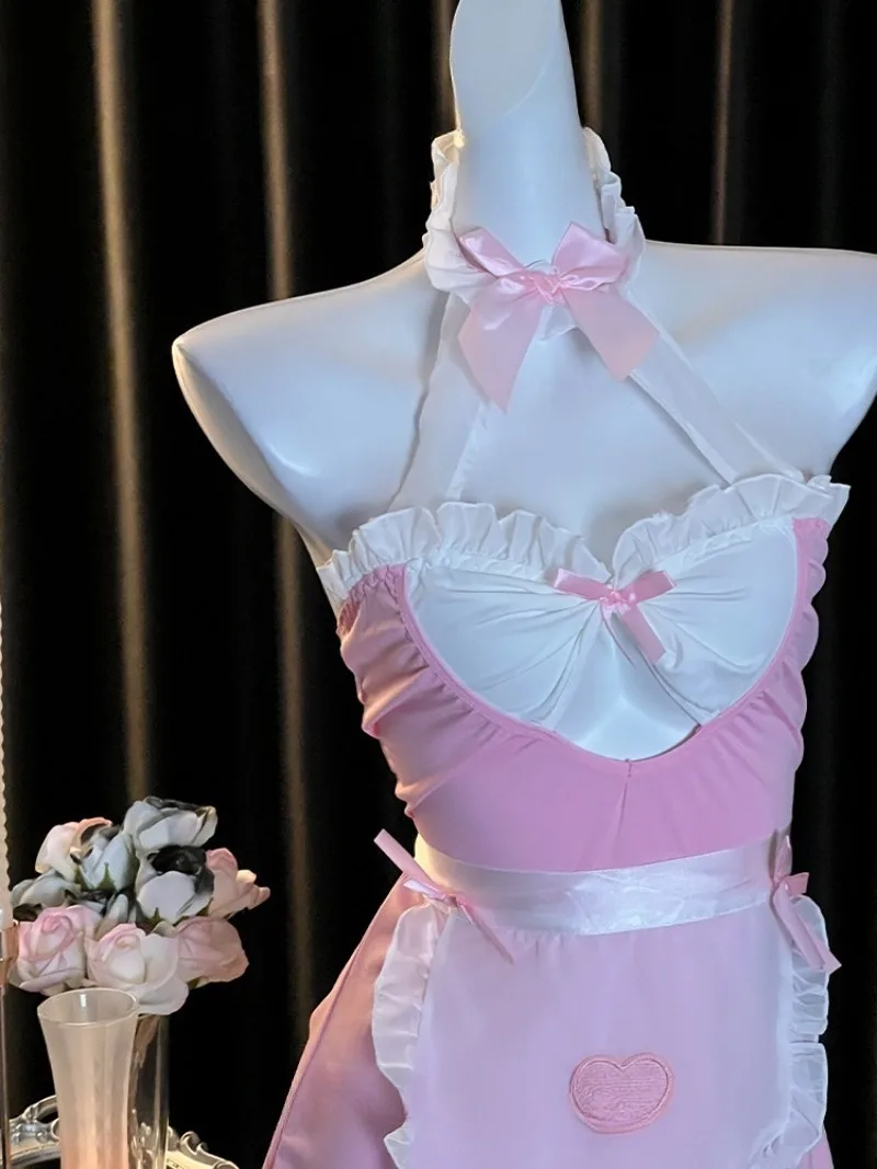 اليابانية الحلو خادمة تأثيري الزي ، فستان فتاة لينة نمط الدانتيل الرسن ، رغبة نقية غامضة موحدة ، مثير دور رائعتين زي