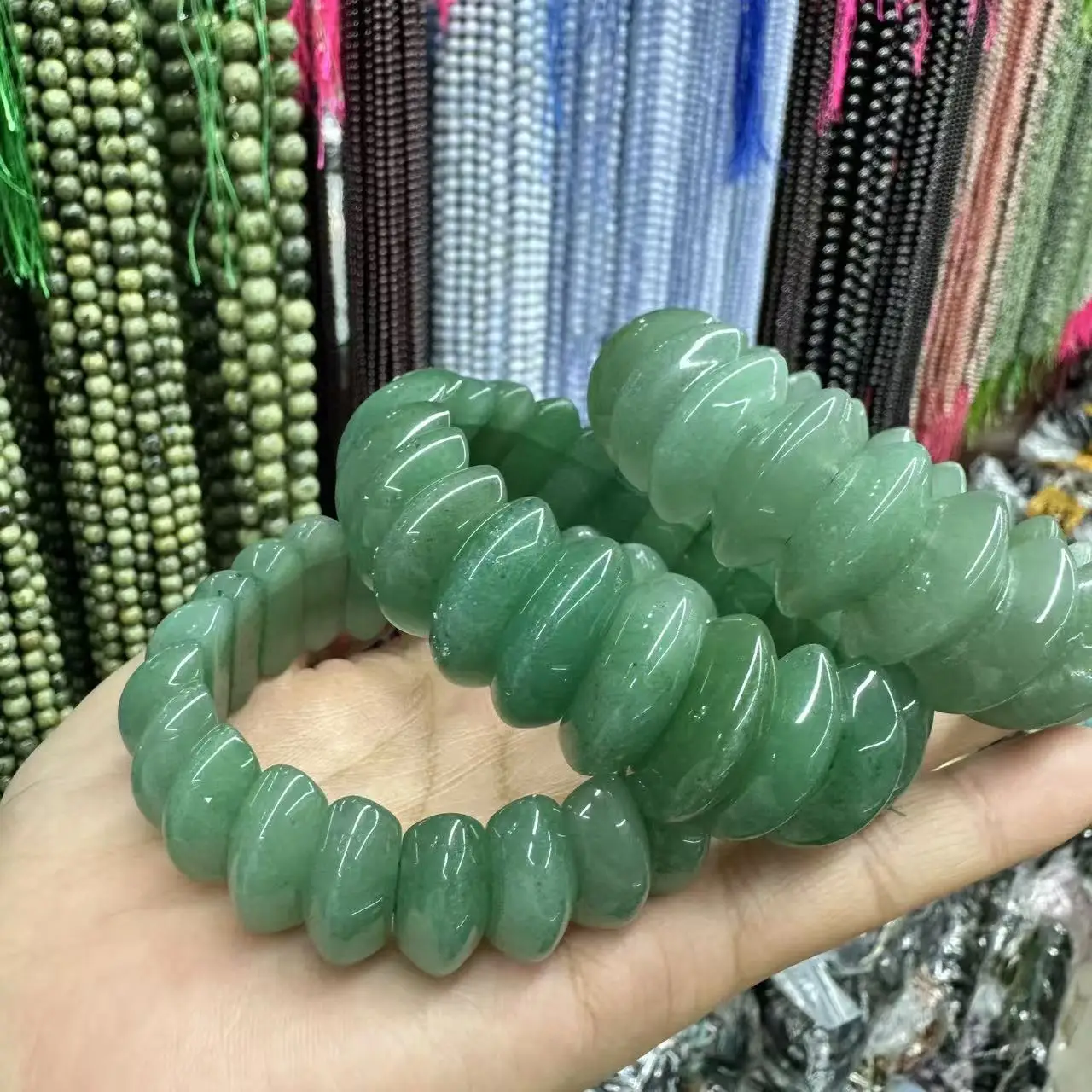 New Natural Green-Aventurine Bridge Modeling 12*25mm String Jewelry Men's and Women's Gifts Charming Energy Bracelet Wholesale!