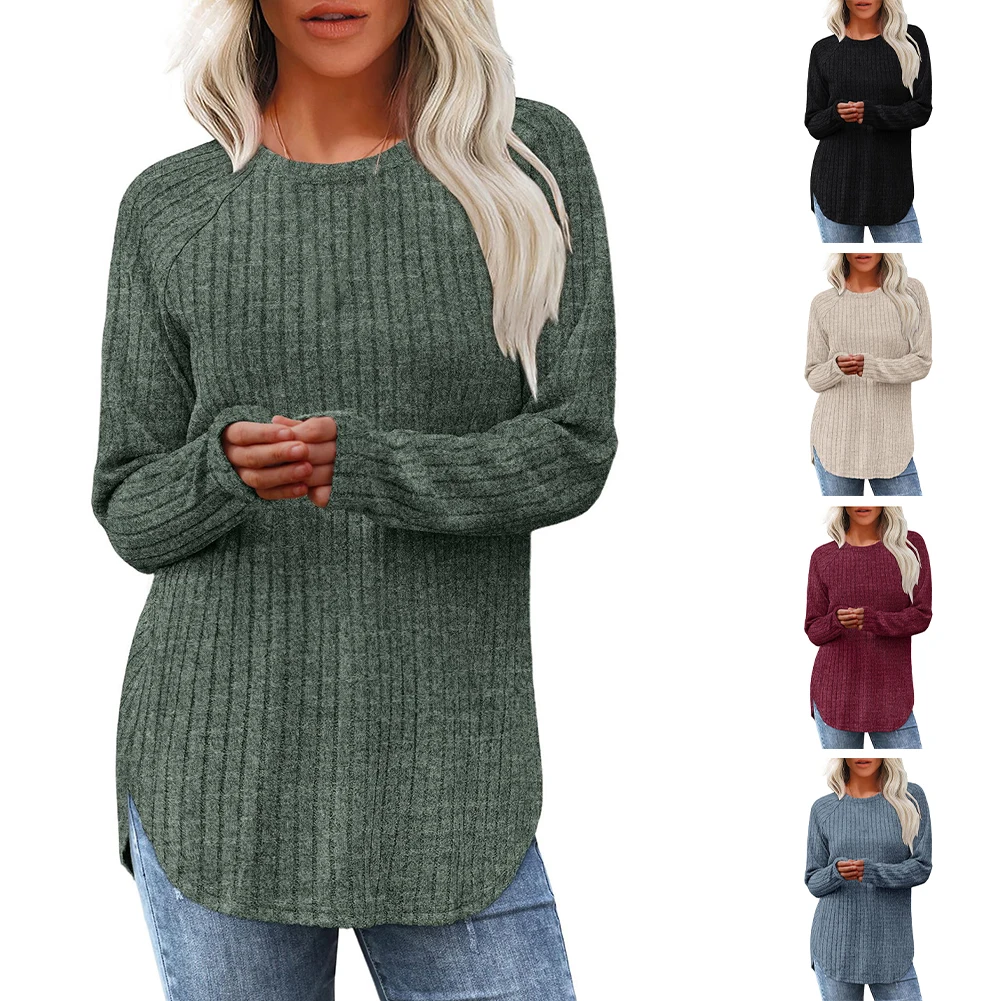 

Women Casual Long Sleeve Crew-Neck Pullover Oversized Loose Vintage Female Tops