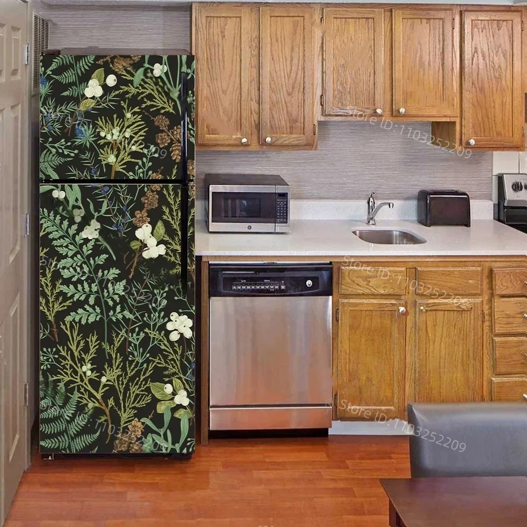 Retro Novelty Refrigerator Mural sticker Vintage Wood Grain Love Printed Fridge freezer Cabinet Wall Art Decals Door Wrap Poster