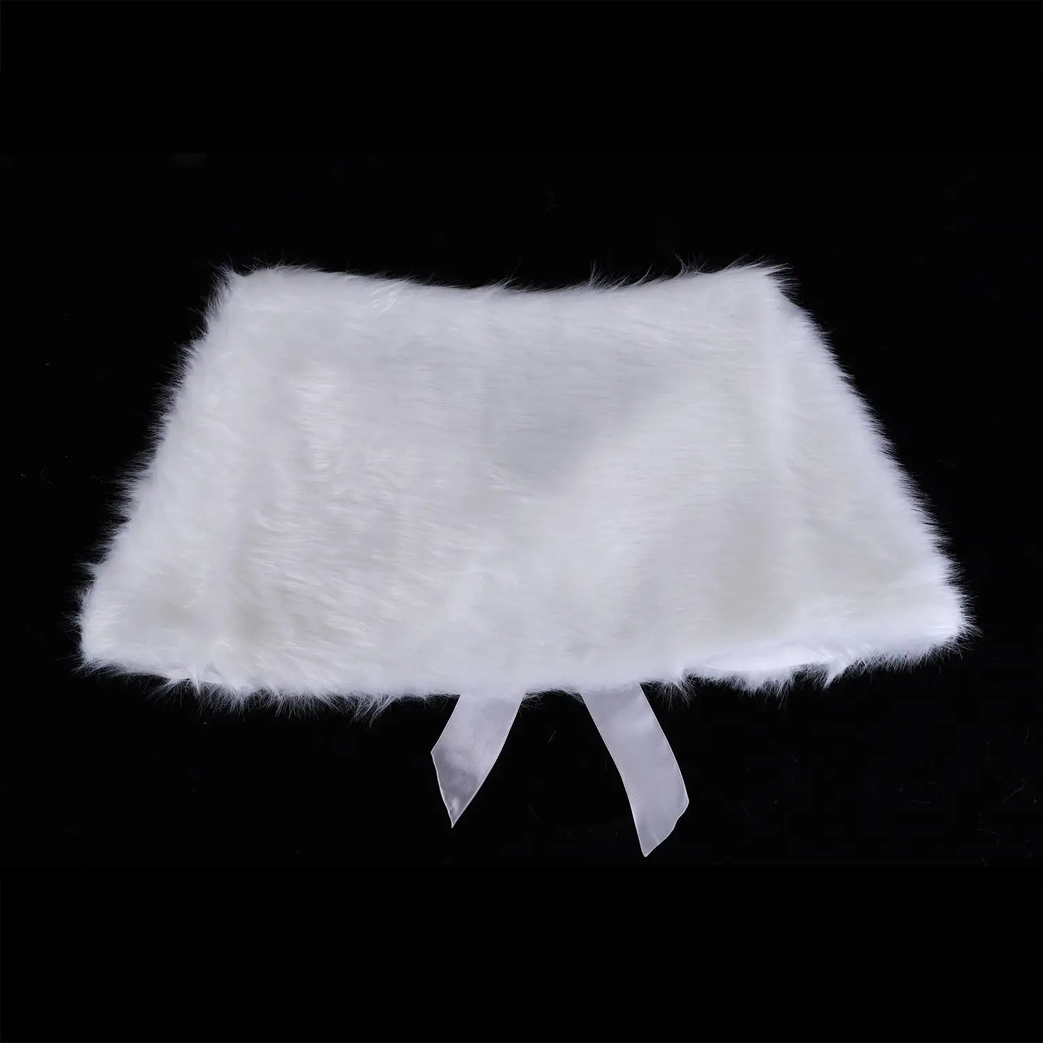 Women\'s Bridal Wedding Faux Fur Shawls and Wraps Furry Scarf Sleeveless Stoles with Tie Ribbon for Bride Bridesmaids