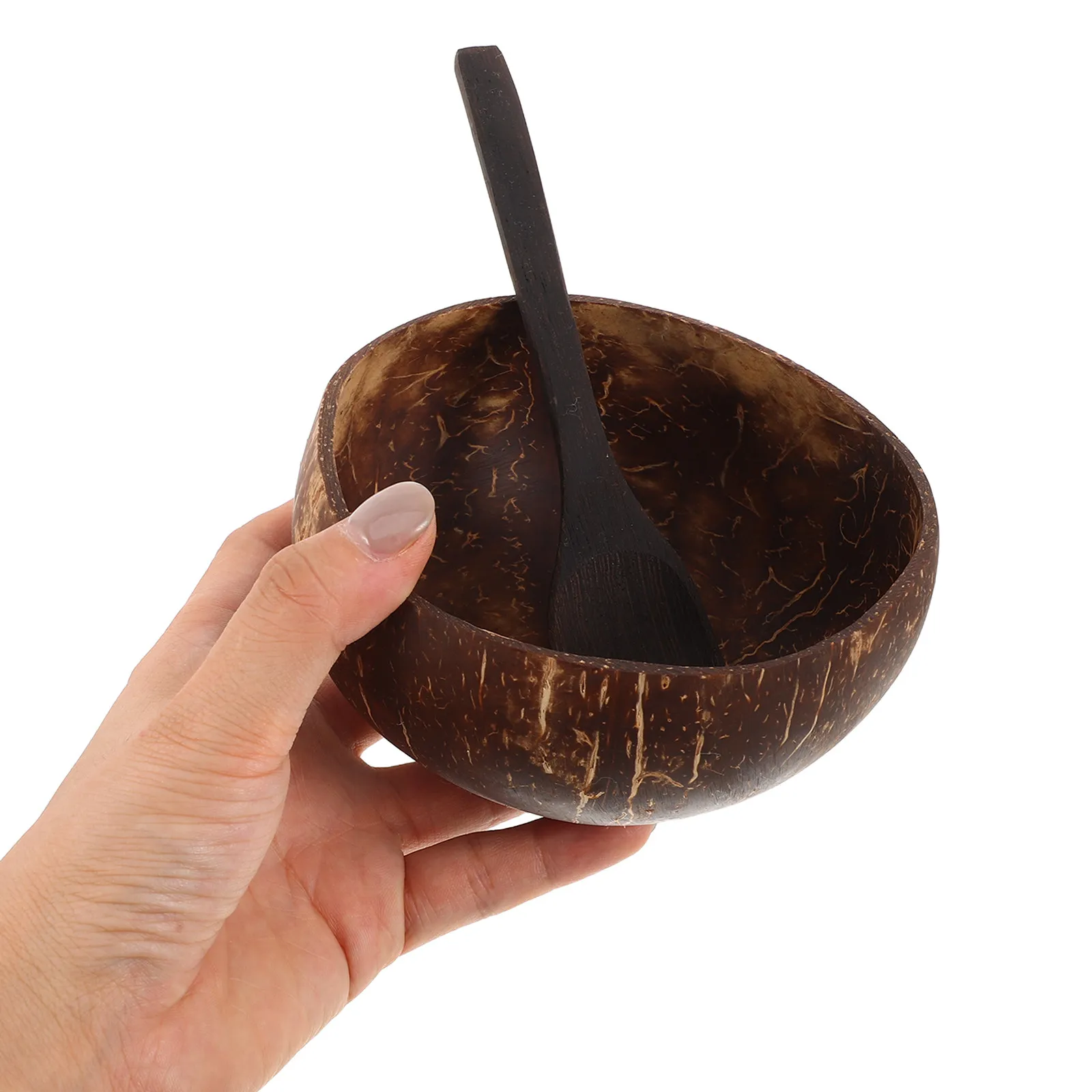 Natural Coconut Shell Facial Mask Mixing Bowl Set Includes Small Bowl Long Spoon Spa Bowls for Facials Clay Mud Face Mask Mixing