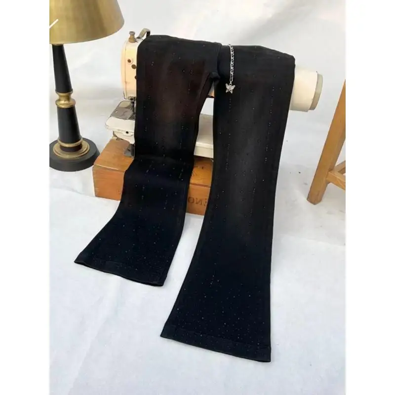 ربيع 2025 جينز عالي الخصر بقصة ضيقة أوروبي Sle صغير Fraance Sle مقاس كبير سروال طويل غير رسمي على شكل جرس مرن