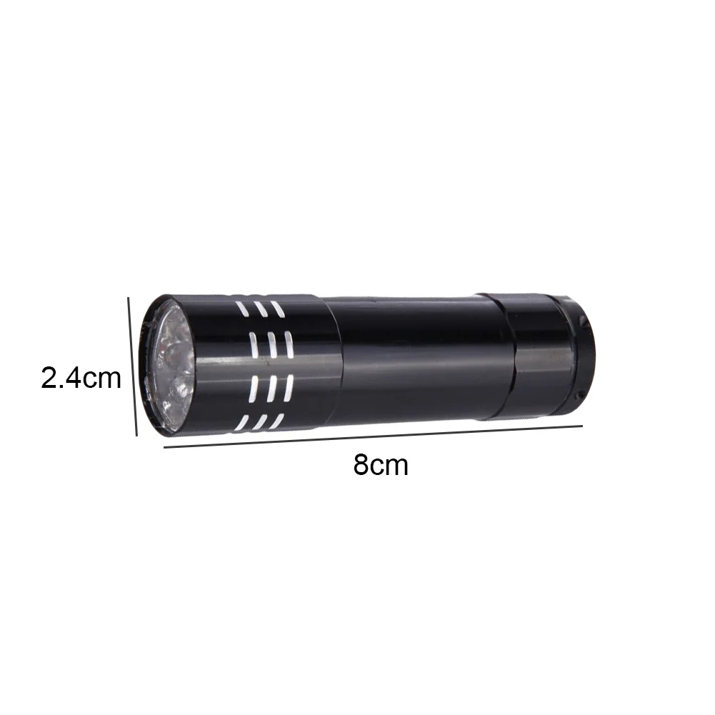 1-10PCS 9 LED Torcia UV UV Luce nera UV Mini Torcia a luce UV 50LM 395nm Lampada rilevatore Strumenti di illuminazione portatili per l'escursionismo
