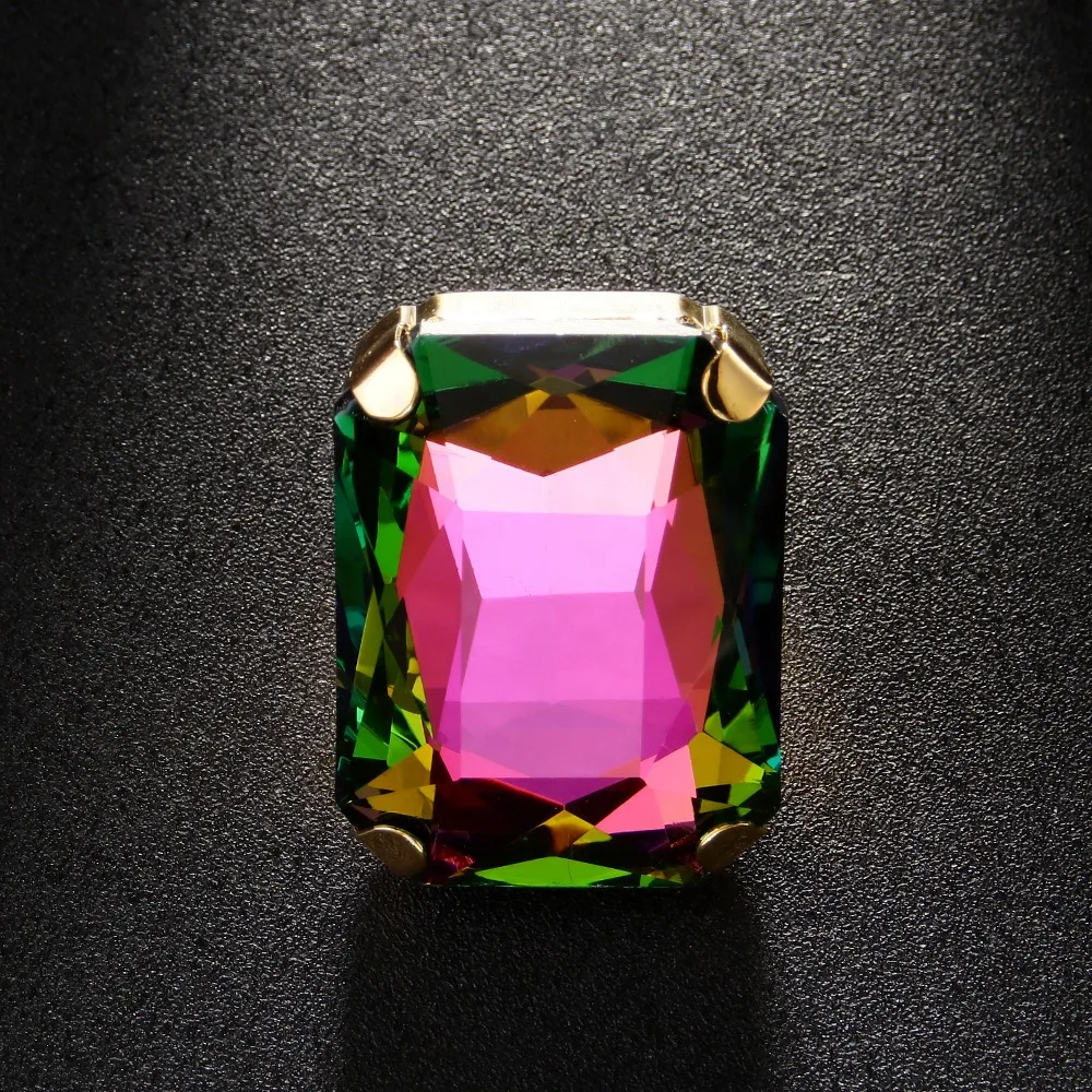 Rectangle Shape Rectangle Rhinestone Ring Adjustable Size Rhinestone Crystal Adjustable Crystal Ring Exaggerated Giant