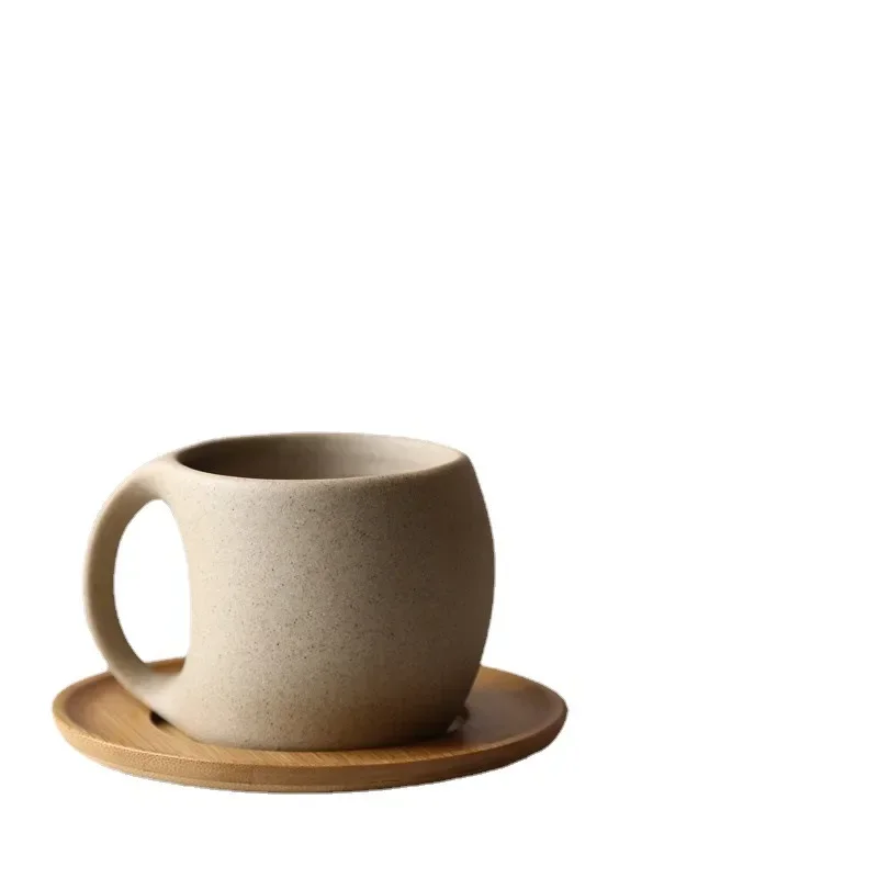 Health pottery coffee cup with tray simple water cup   mugs coffee cups  coffee mug