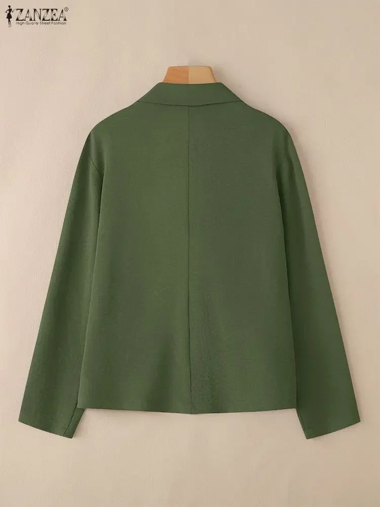 ZANZEA المرأة السترة زر على الموضة حتى معاطف طويلة الأكمام 2025 الخريف الصلبة معطف خارجي غير رسمي أنيق مكتب سيدة السترة الشارع الشهير