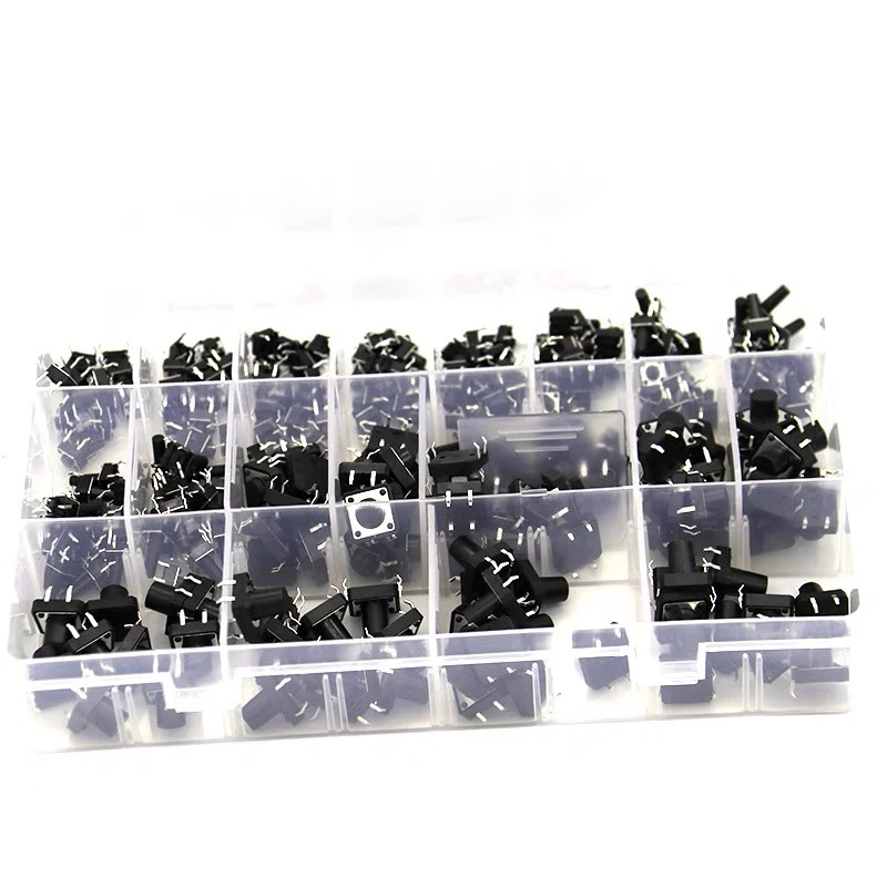 250 pieces of 20 types 6*6mm 12*12mm 4-pin micro key switch tactile switch button switch small switch