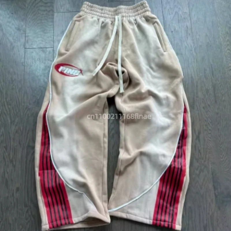 Pantaloni hip-hop da ballo di strada, colori contrastanti casual, pantaloni sportivi versatili con coulisse a gamba larga e gamba dritta da uomo e da donna