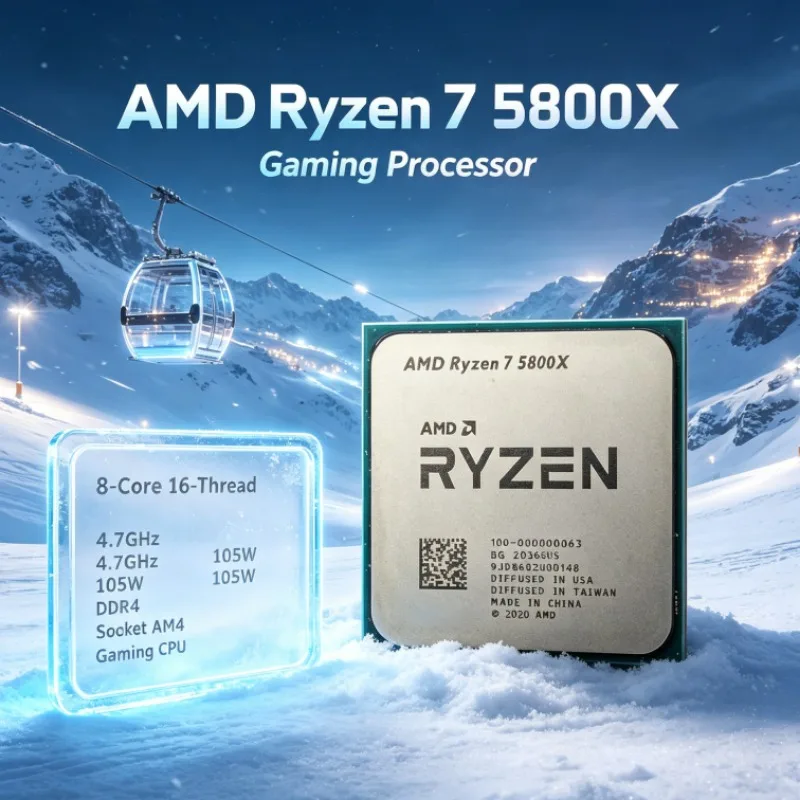 Ryzen 7 R7 5800X AMD Socket AM4 CPU 8-Core 16-Thread 3.8GHz 7nm 32M L3 Processor Type-C