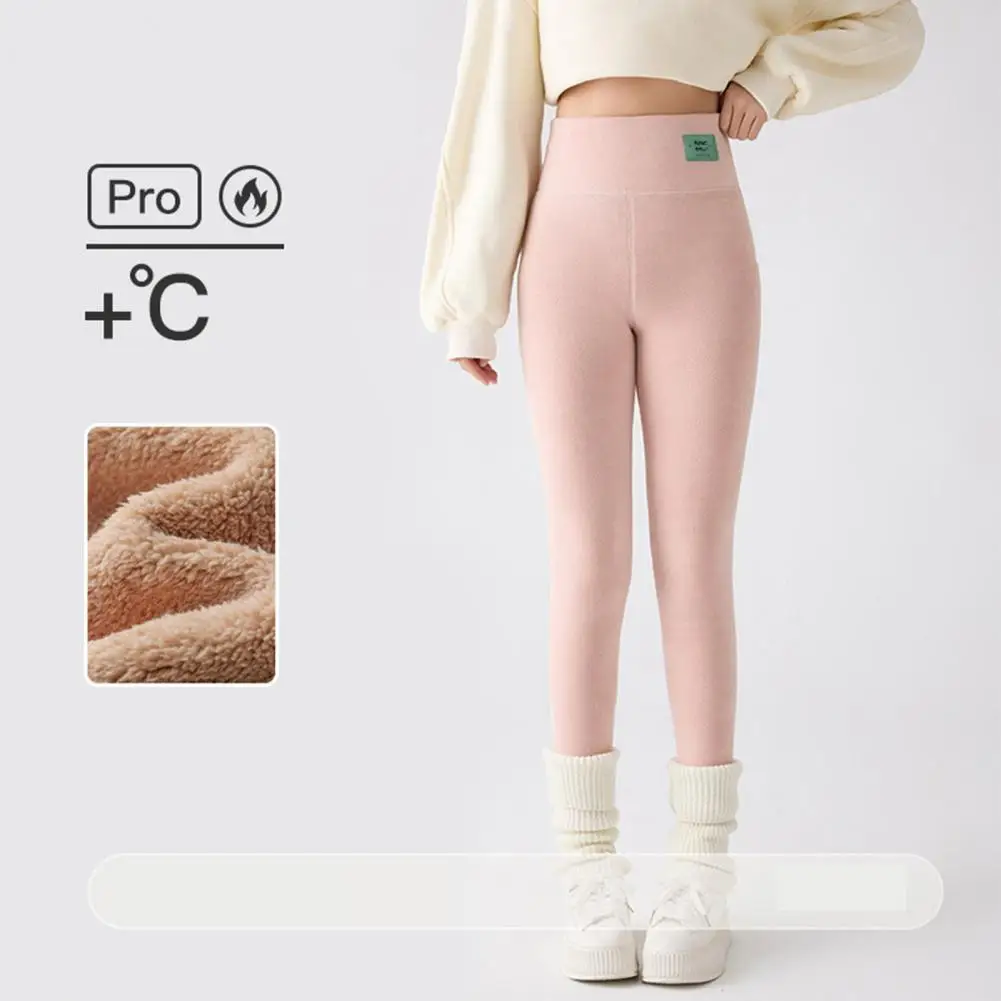 Lambswool Leggings Winter Leggings for Women High-waisted Pants Warm Lambswool Lined Bottoms Weather Resistant Apparel