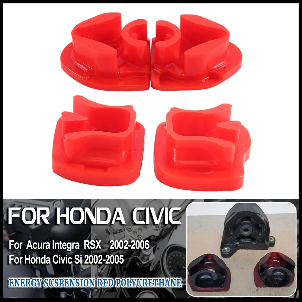 Inserção de montagem do motor de suspensão de energia poliuretano vermelho para honda civic si 2002-2005 acura integra rsx 2002-2006 16.1110r