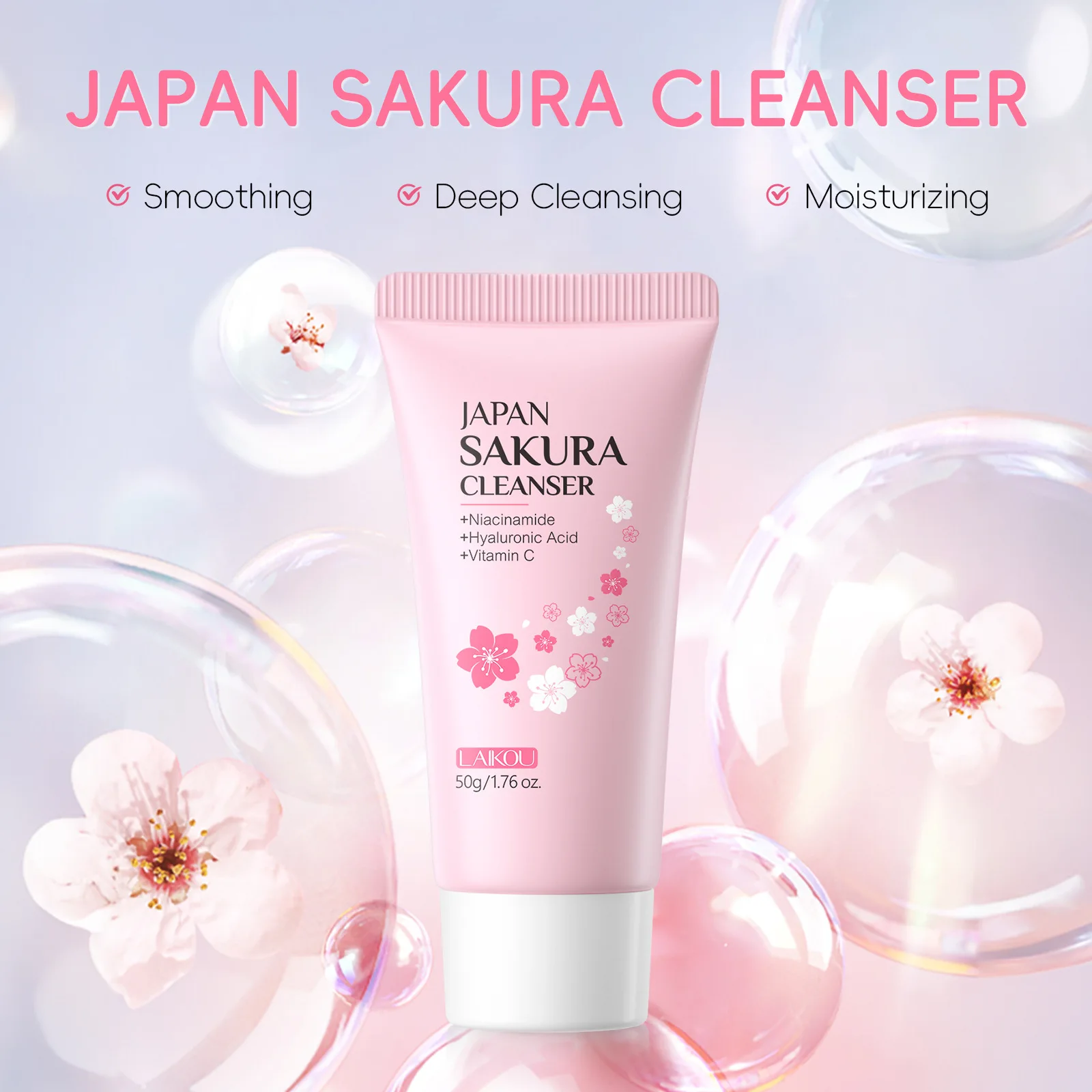

Japanese Sakura Facial Cleanser 50g Hydrating Cleanser Moisturizing Skin Care Facial Cleanser Face Washing