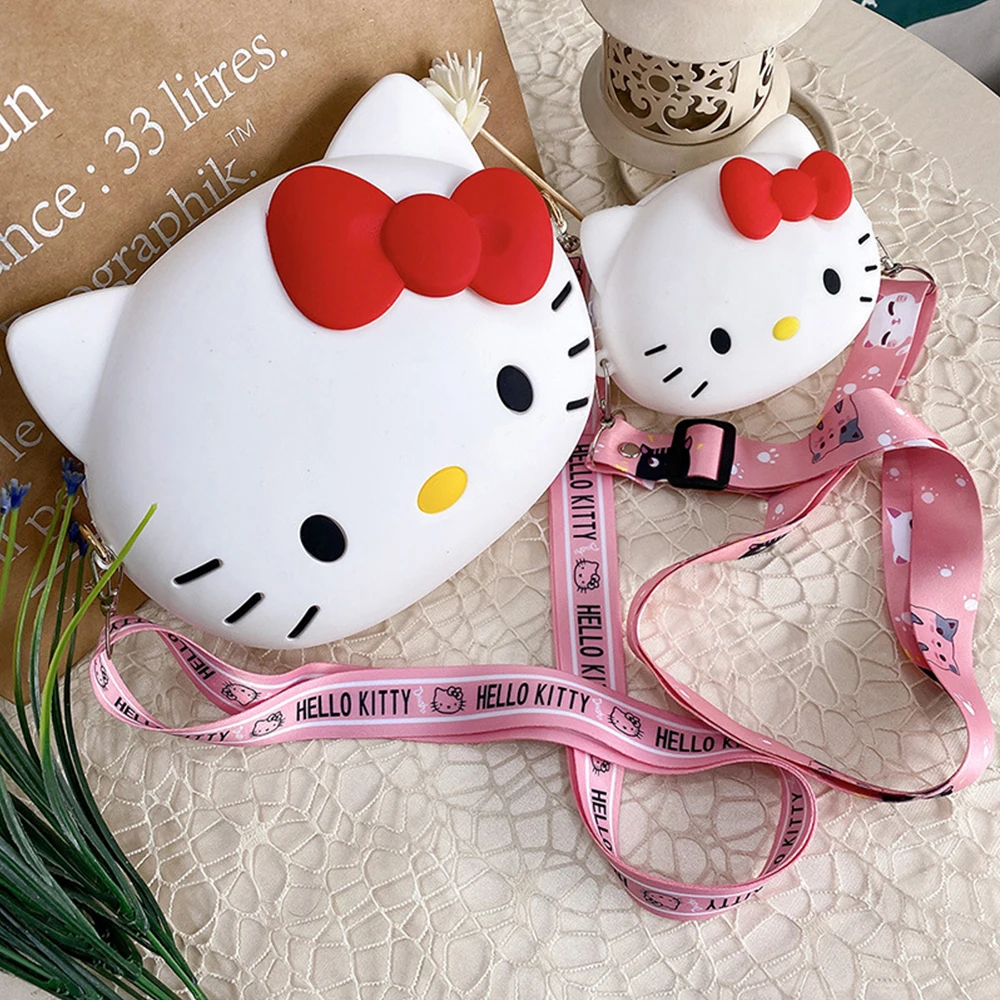 11cm i 19cm Hello Kitty torba Crossbody dla kobiet Kawaii torba podróżna 3d torba na ramię mała torebka do przechowywania telefonu prezenty